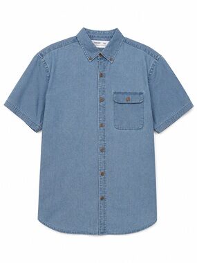 Old Navy Men’s Light Blue Short-Sleeve Denim Button-Down Shirt